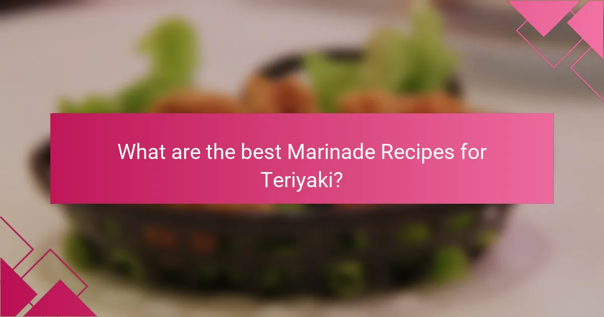 What are the best Marinade Recipes for Teriyaki?